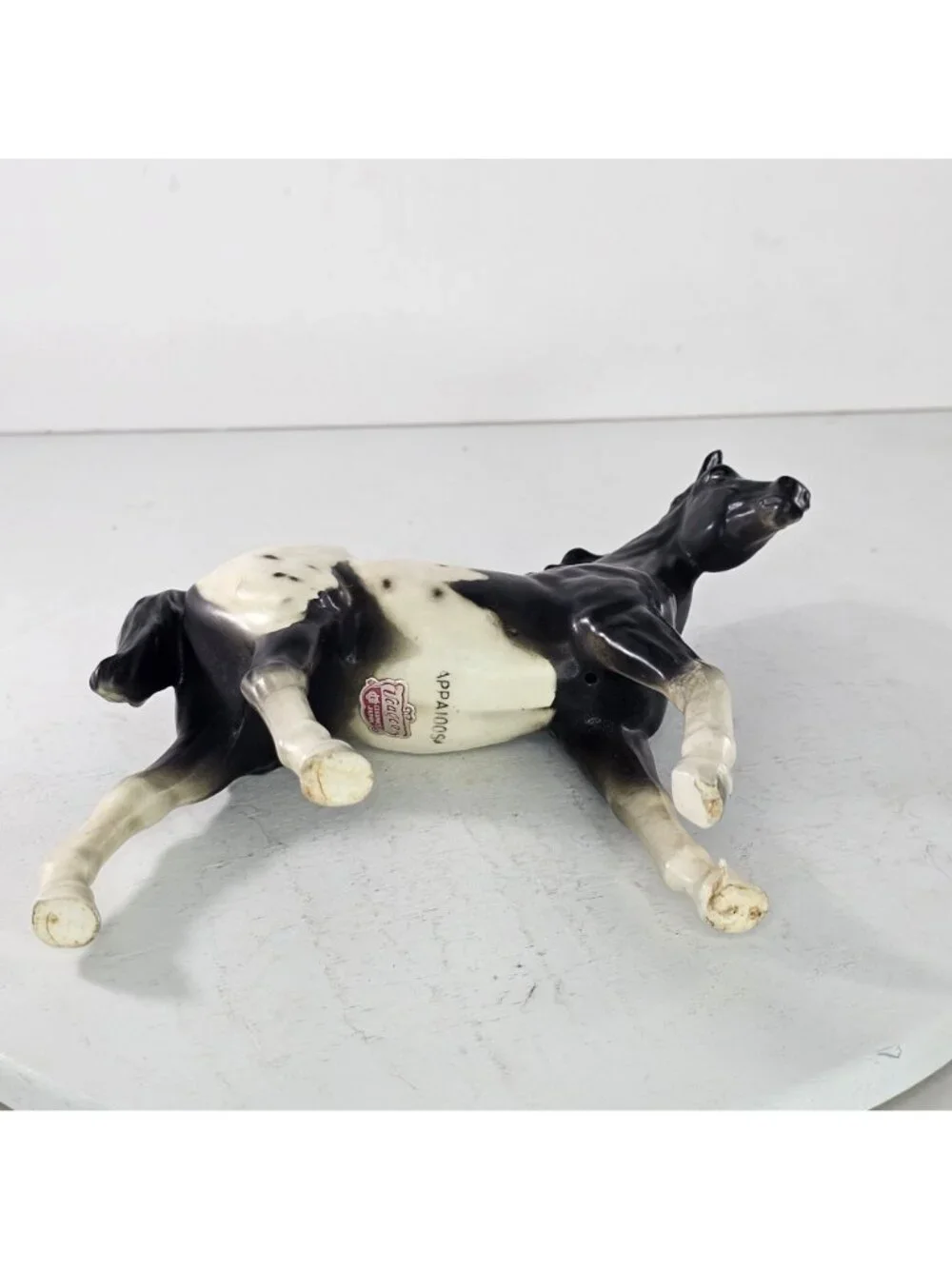 Vintage Ucagco Ceramics Japan Appaloosa Porcelain Horse Figurine Black White